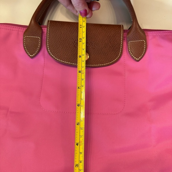 LongChamp LE Pliage Pink Small Nylon Canvas & Leather Trim Tote Travel Bag π - Picture 7 of 17
